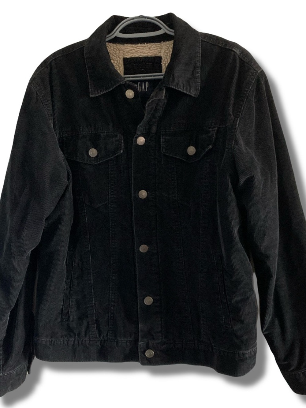 VTG Gap Sherpa Lined Black Corduroy Jacket Size Small